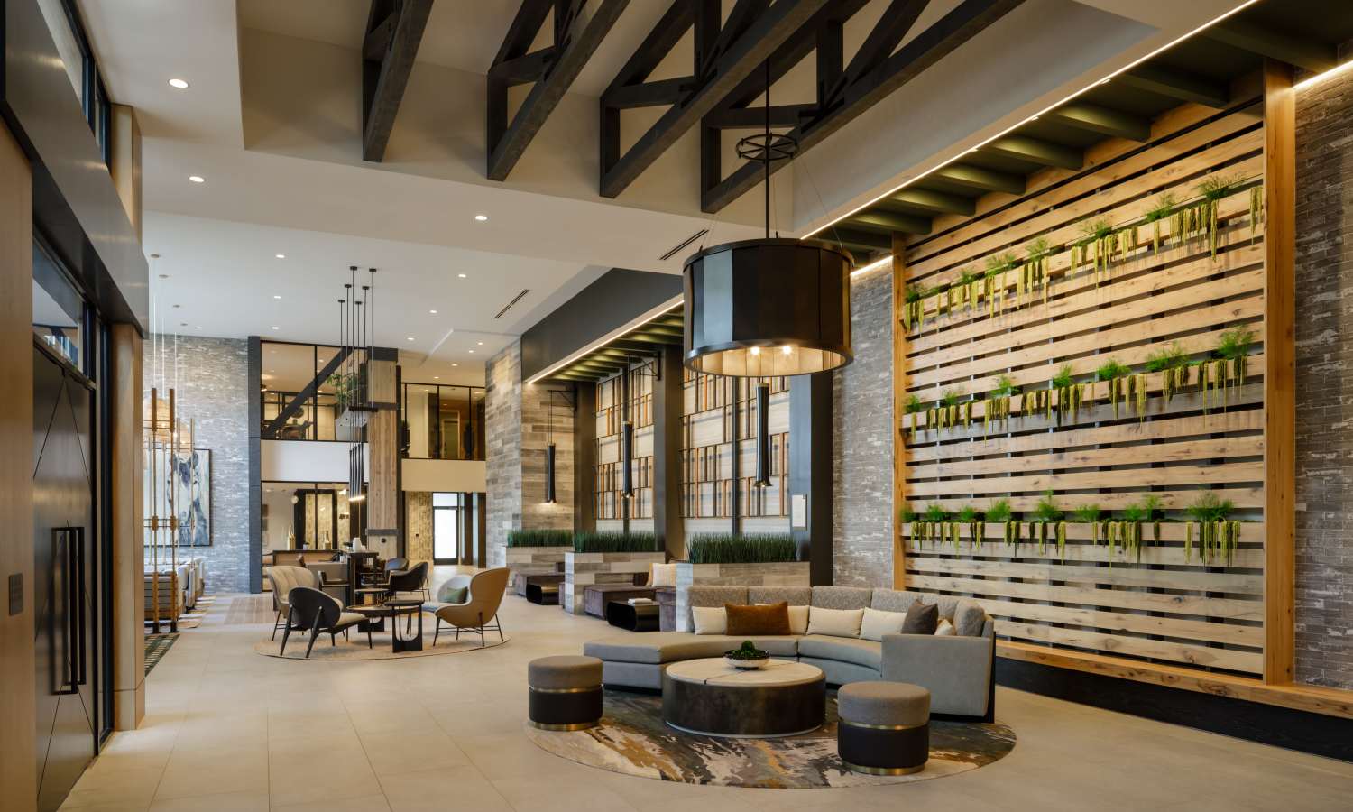Beautiful lobby at The Elysian at Stonefield in Charlottesville, Virginia