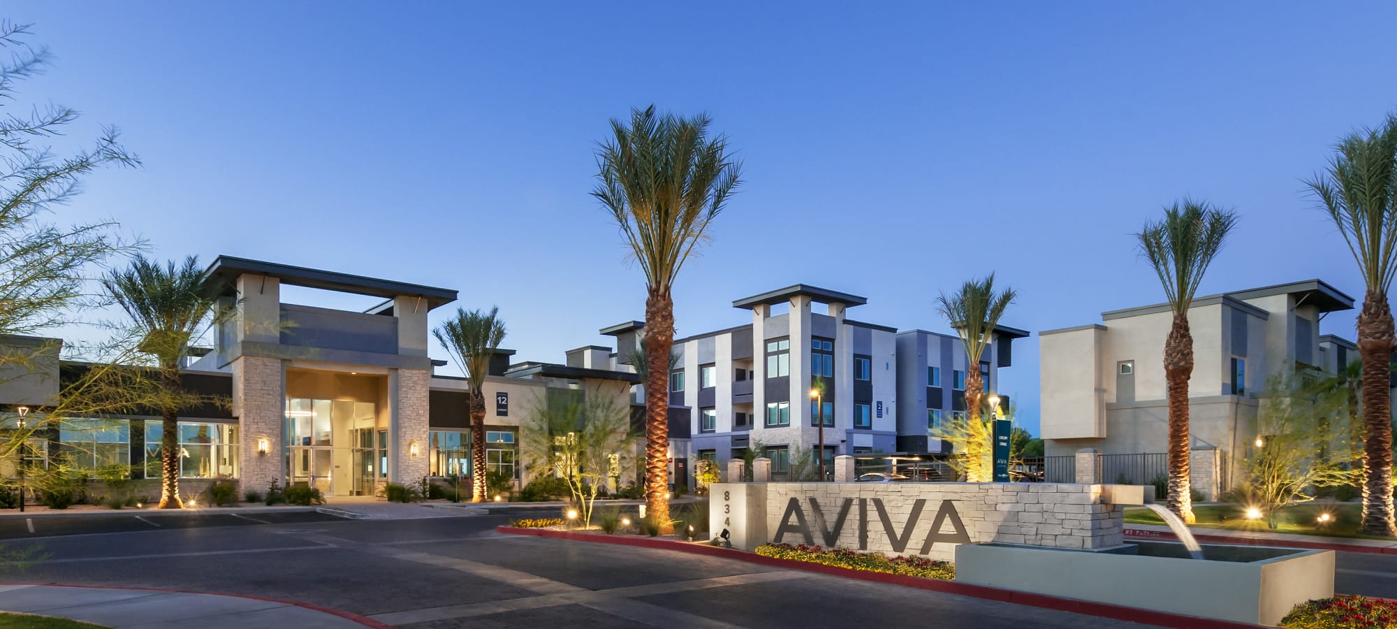 Entrance sign at Aviva in Mesa, Arizona
