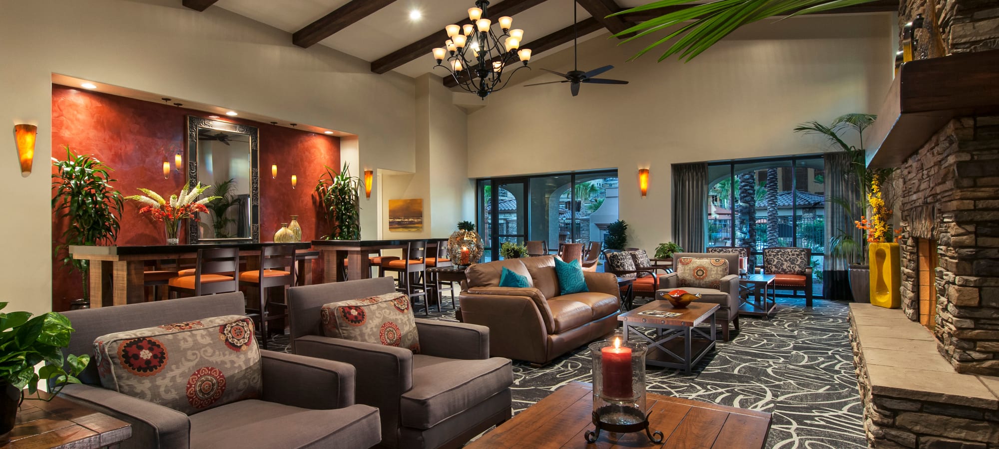Spacious clubhouse with vaulted ceilings at San Privada in Gilbert, Arizona