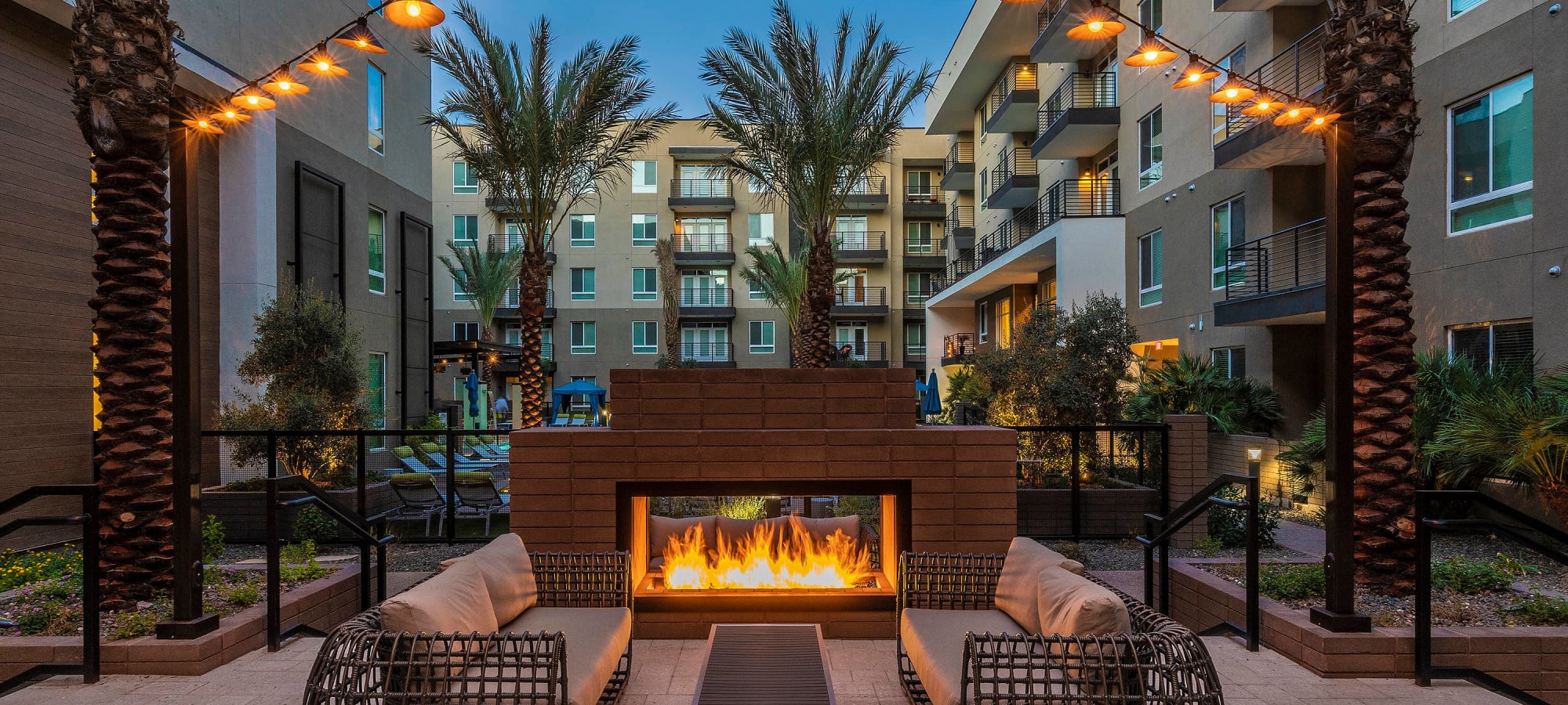 Fire pit in the evening at Carter in Scottsdale, Arizona