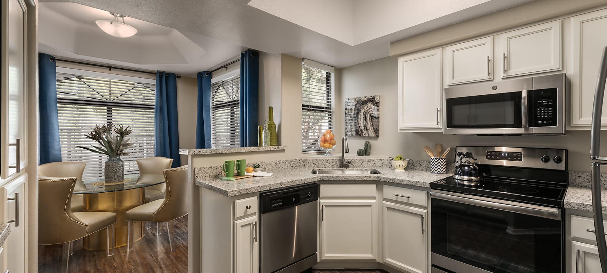 Beautiful kitchen with stainless-steel appliances at San Palmas in Chandler, Arizona