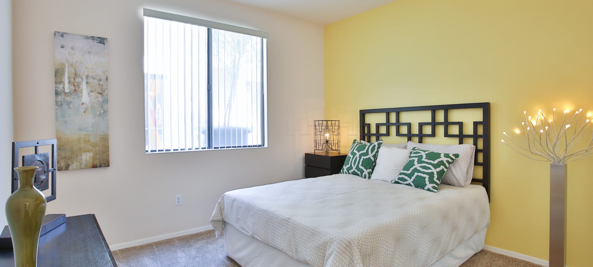 A furnished second bedroom at Spectra on 7th in Phoenix, Arizona