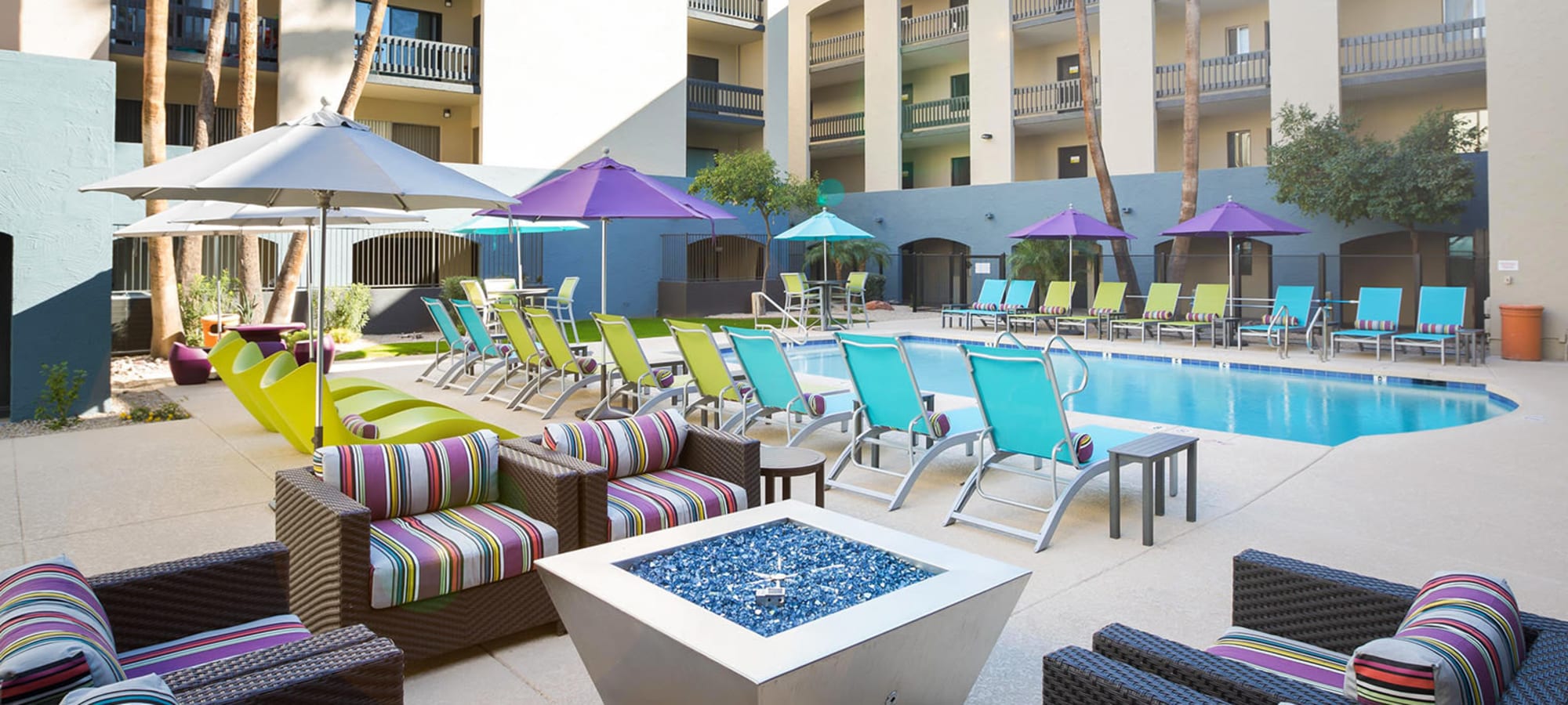 Outdoor pool area with fire pit at 4127 Arcadia in Phoenix, Arizona