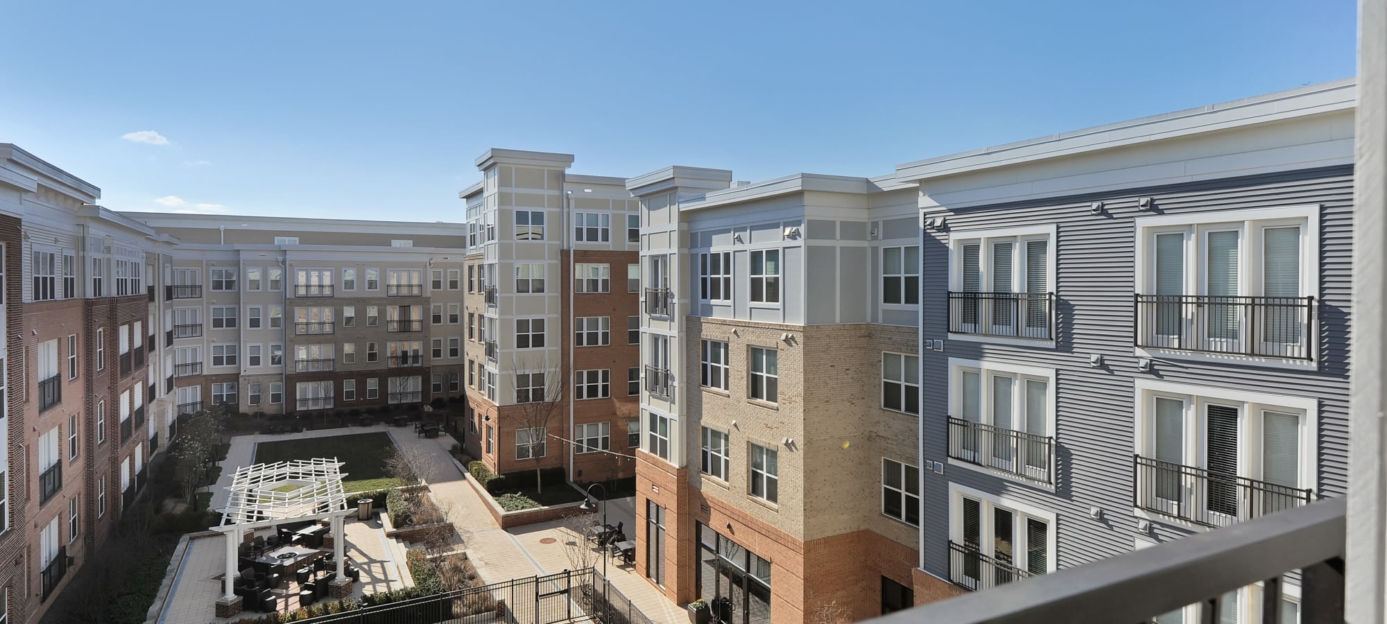 Exterior of The Mark at Brickyard Apartment Homes in Beltsville, Maryland.