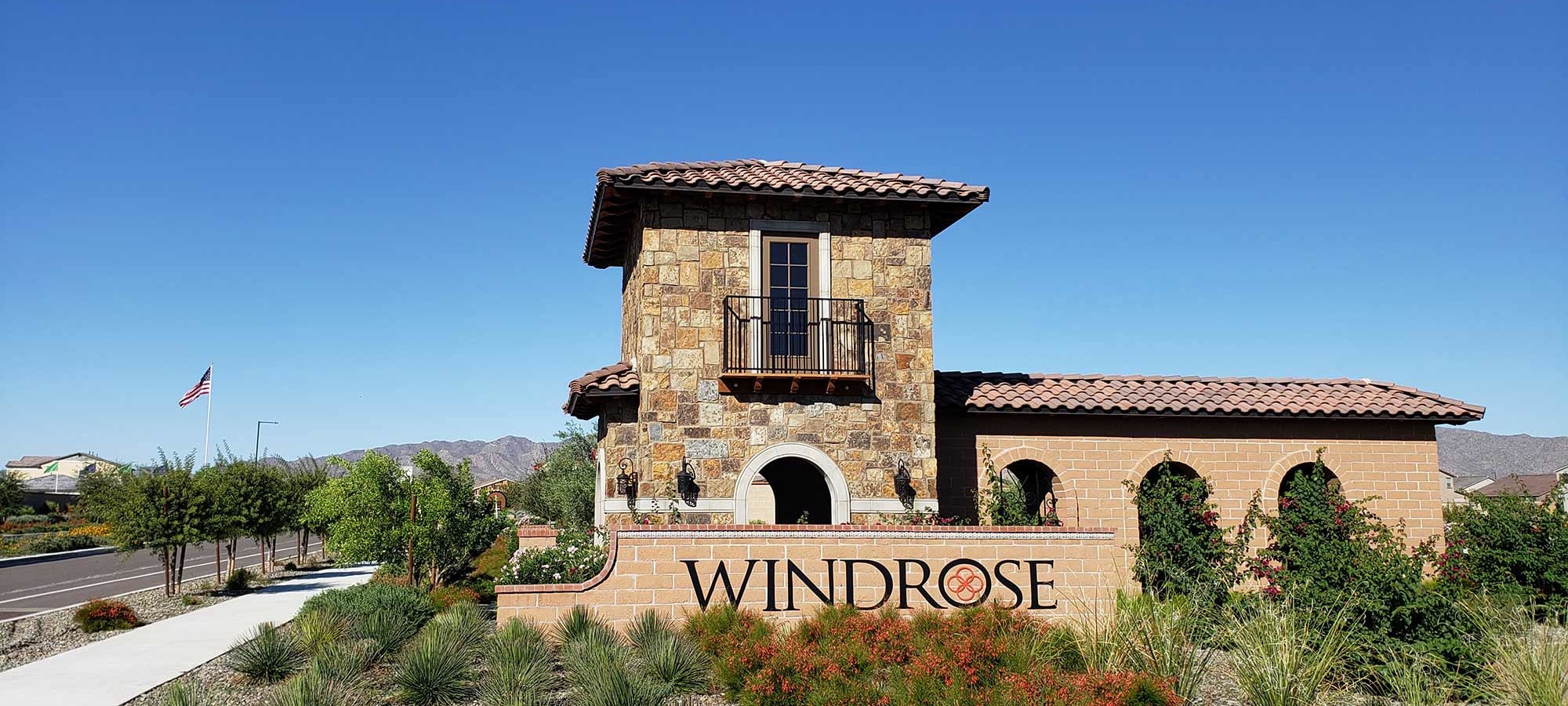 Neighborhood Entrance at Las Casas at Windrose in Litchfield Park, Arizona 