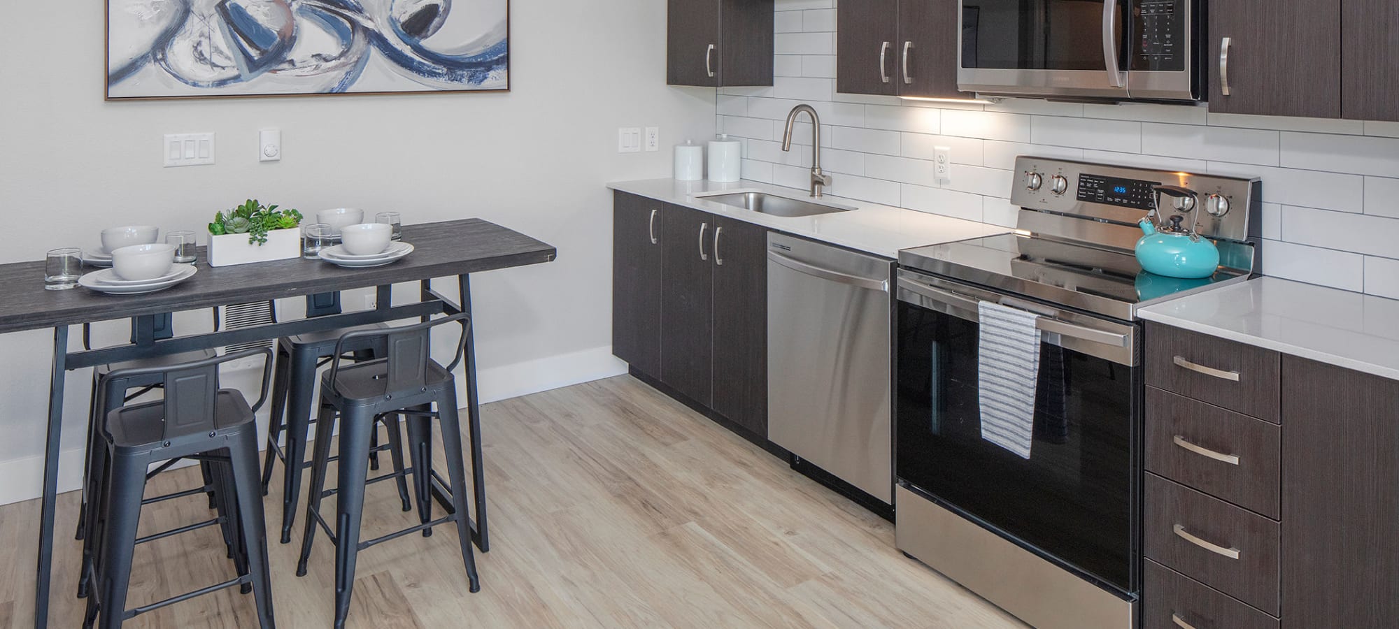 Model kitchen in Gresham, Oregon at Brookside Apartments