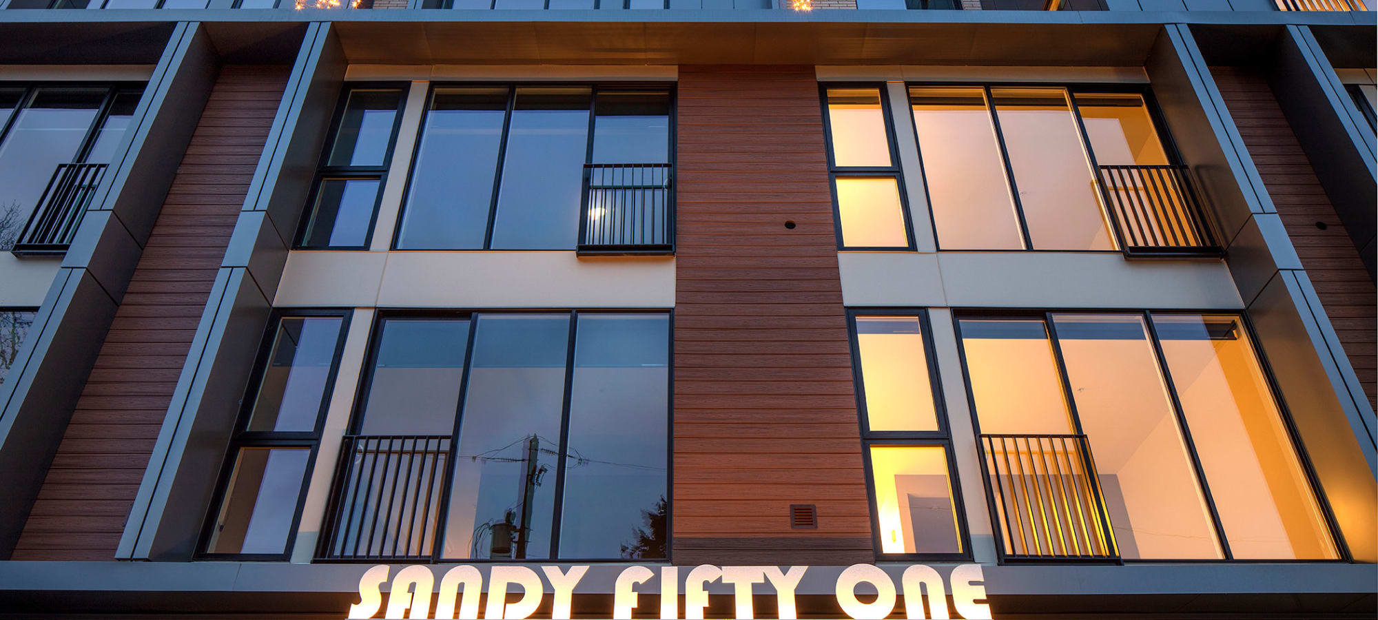 Exterior if building at Sandy Fifty One in Portland, Oregon