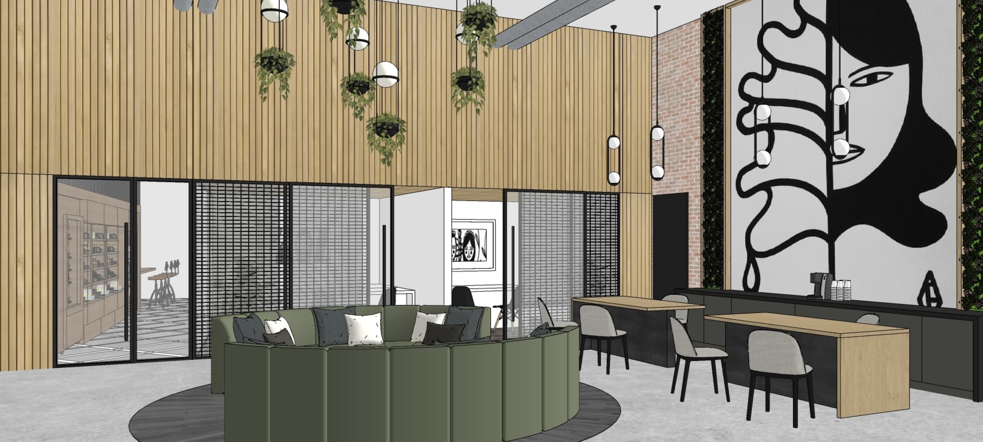 Rendering of the leasing office at Banyan on Washington in Phoenix, Arizona