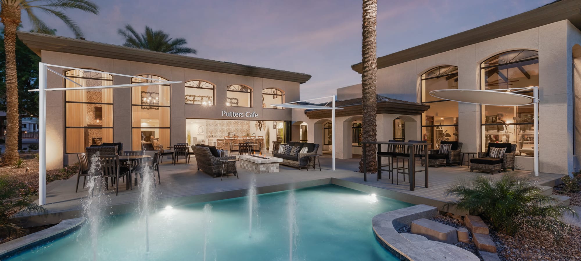 Take a night dip at the pool with your friends at Ascend at Kierland in Scottsdale, Arizona