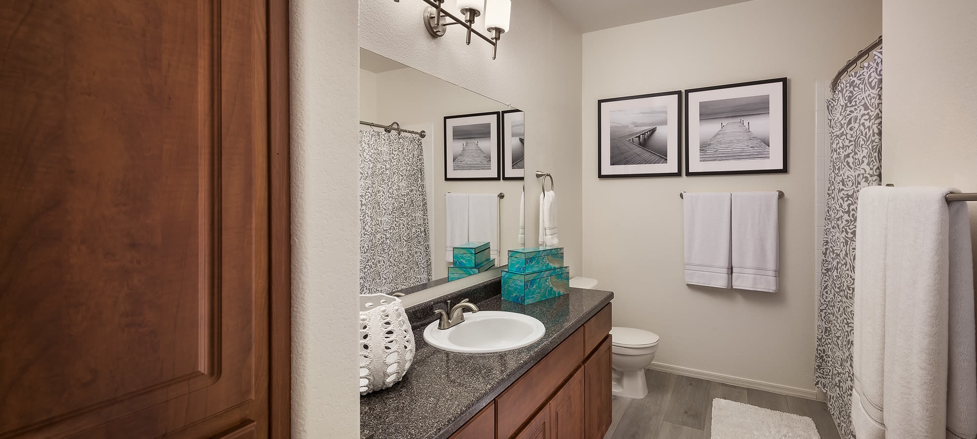 Inviting bathroom at The Reserve at Gilbert Towne Centre in Gilbert, Arizona