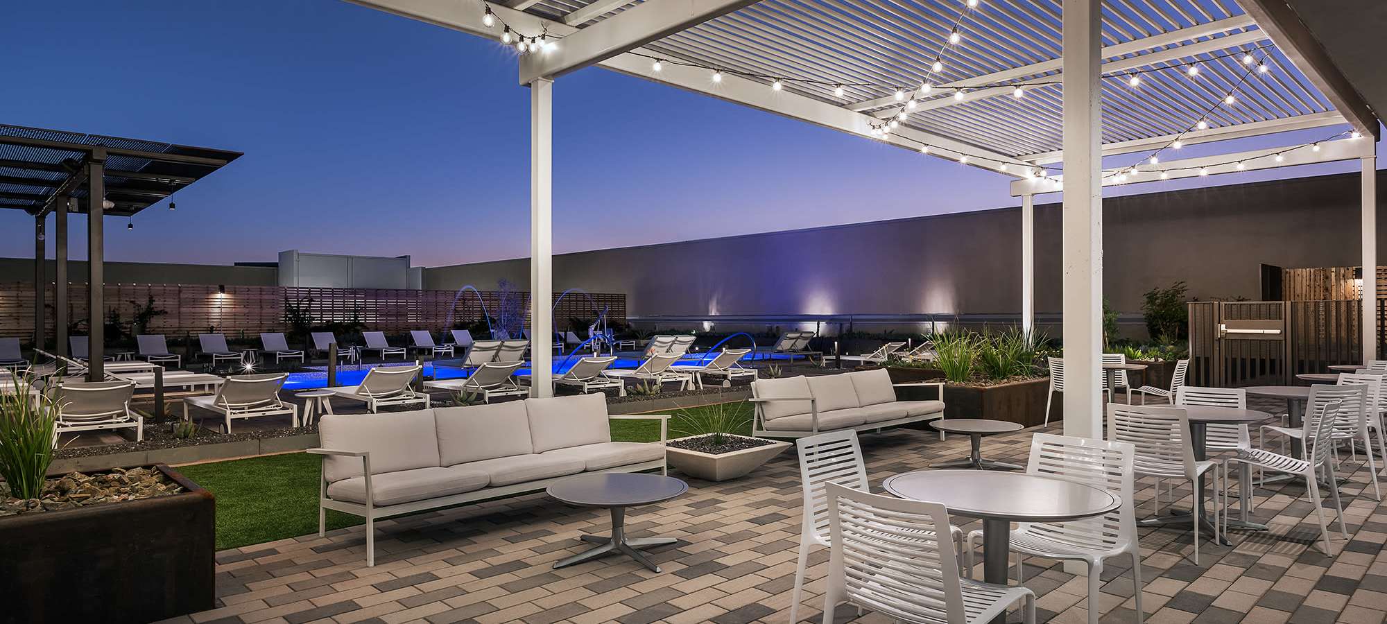 Outdoor, rooftop seating area at The Piedmont in Tempe, Arizona