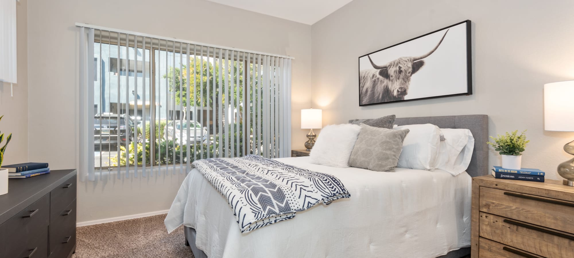 Spacious and well lit bedroom in model home at Luna at Fountain Hills in Fountain Hills, Arizona