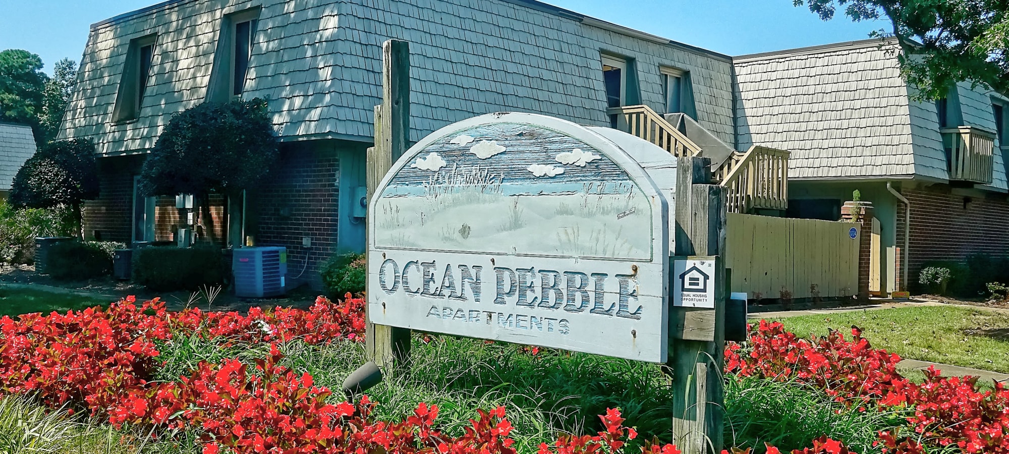 Entrance of complex at Ocean Pebbles in Virginia Beach, Virginia