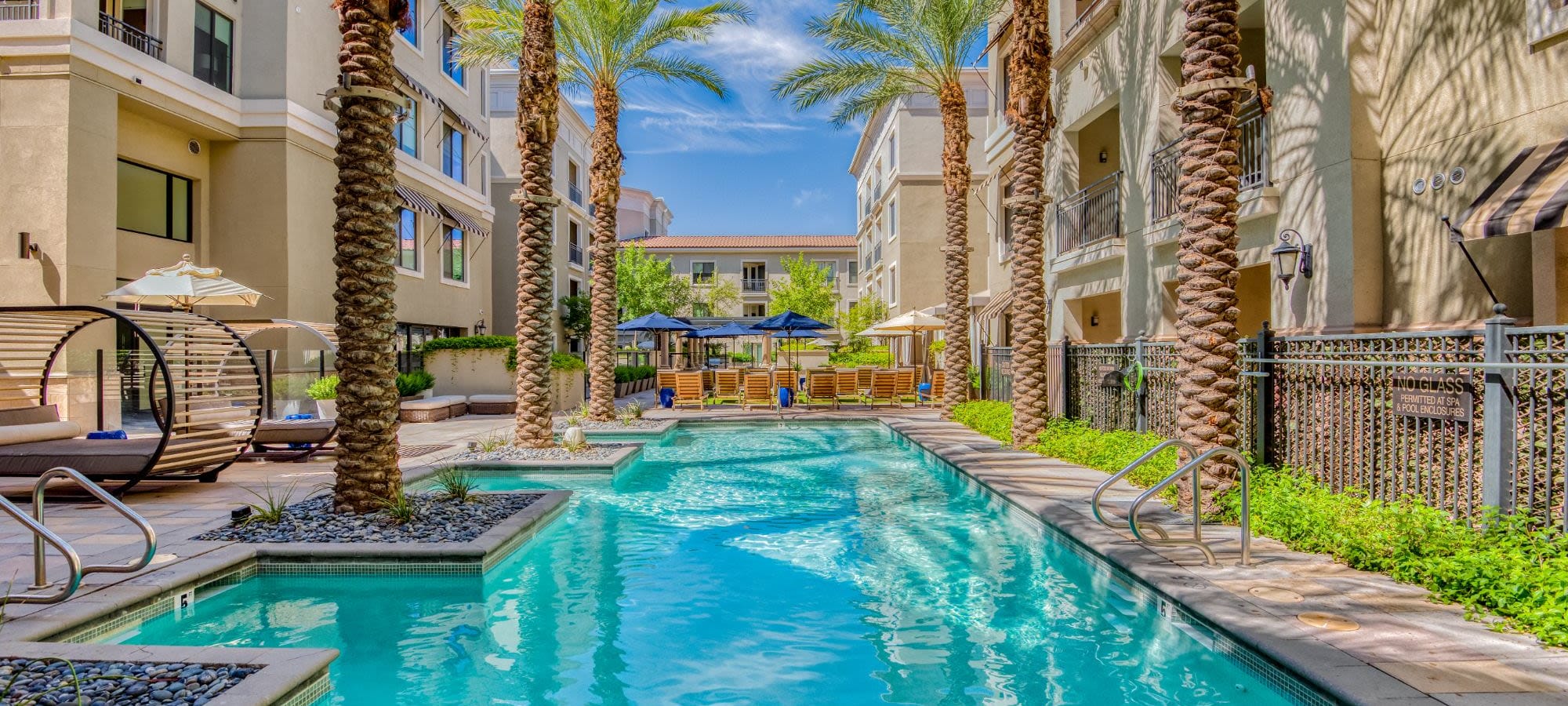 Luxury swimming pool at Broadstone Waterfront in Scottsdale, Arizona