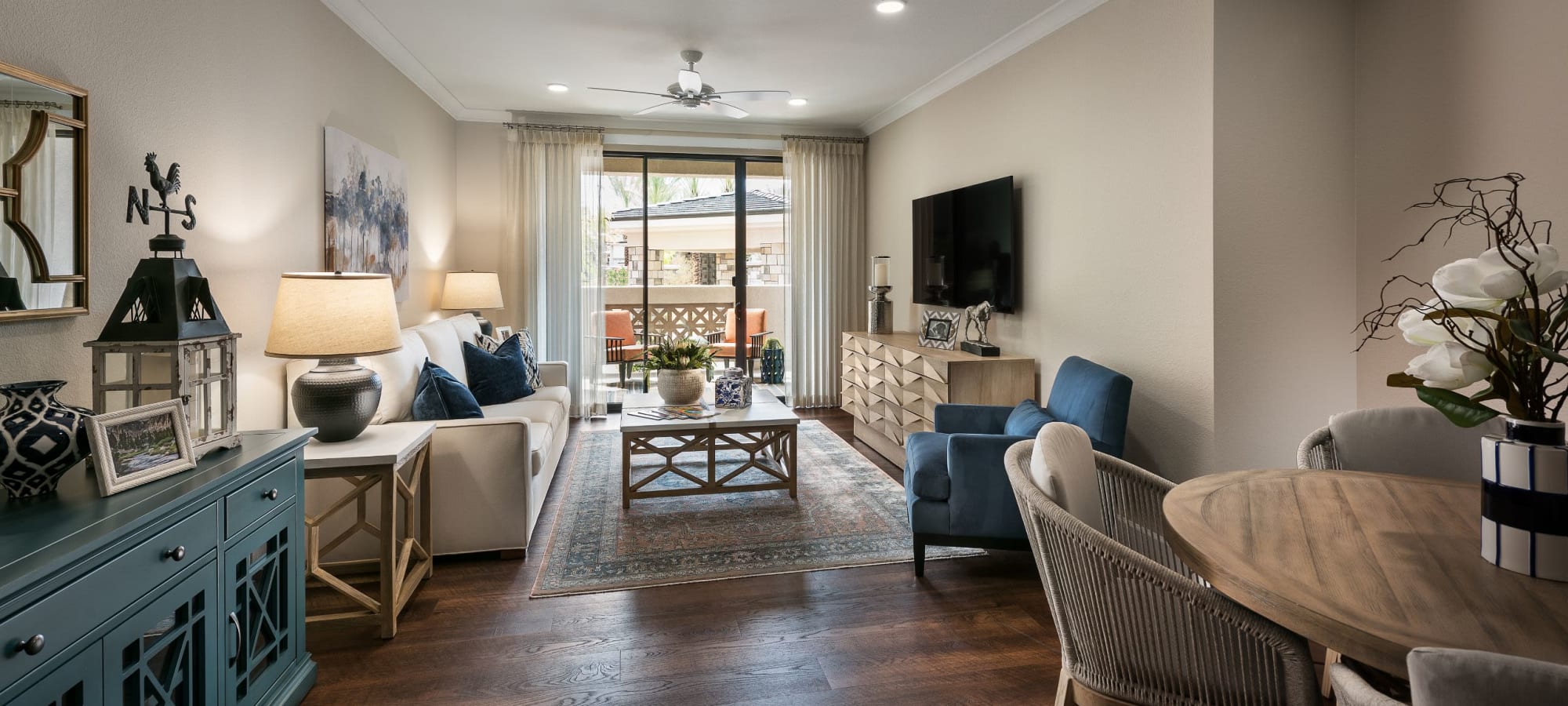 Bright living room with a large window San Bellara in Scottsdale, Arizona