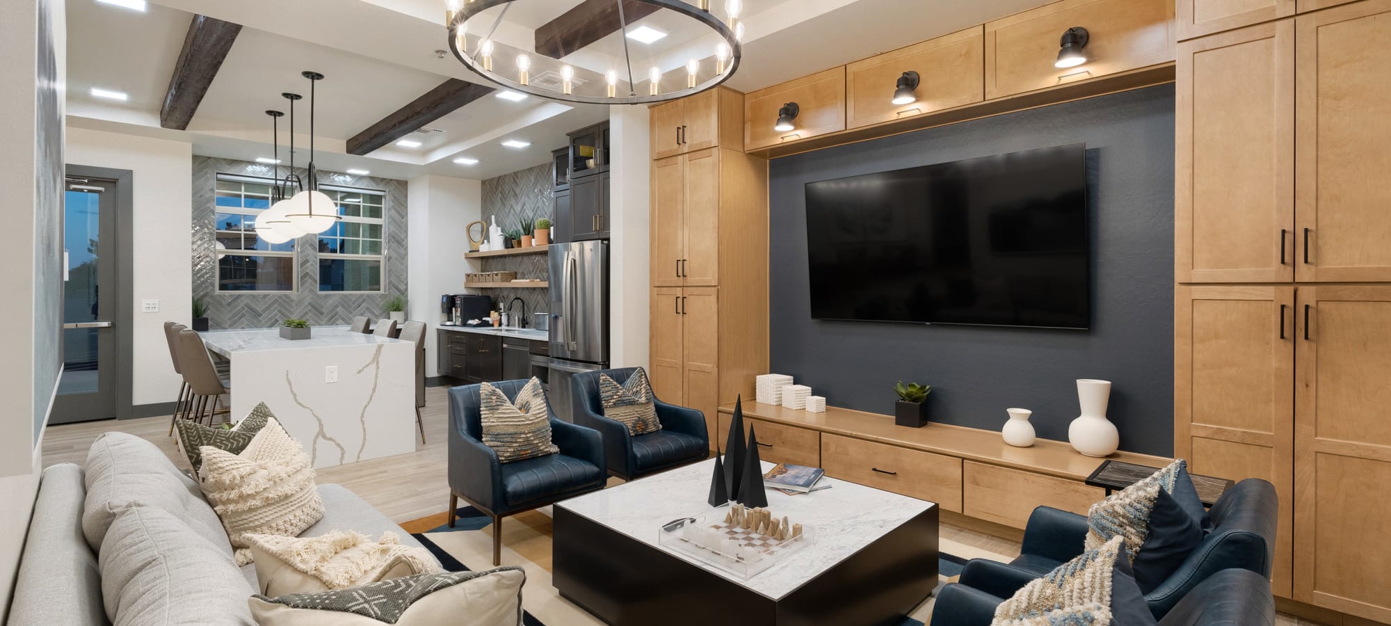 Media room within clubhouse at Estia Windrose in Litchfield Park, Arizona