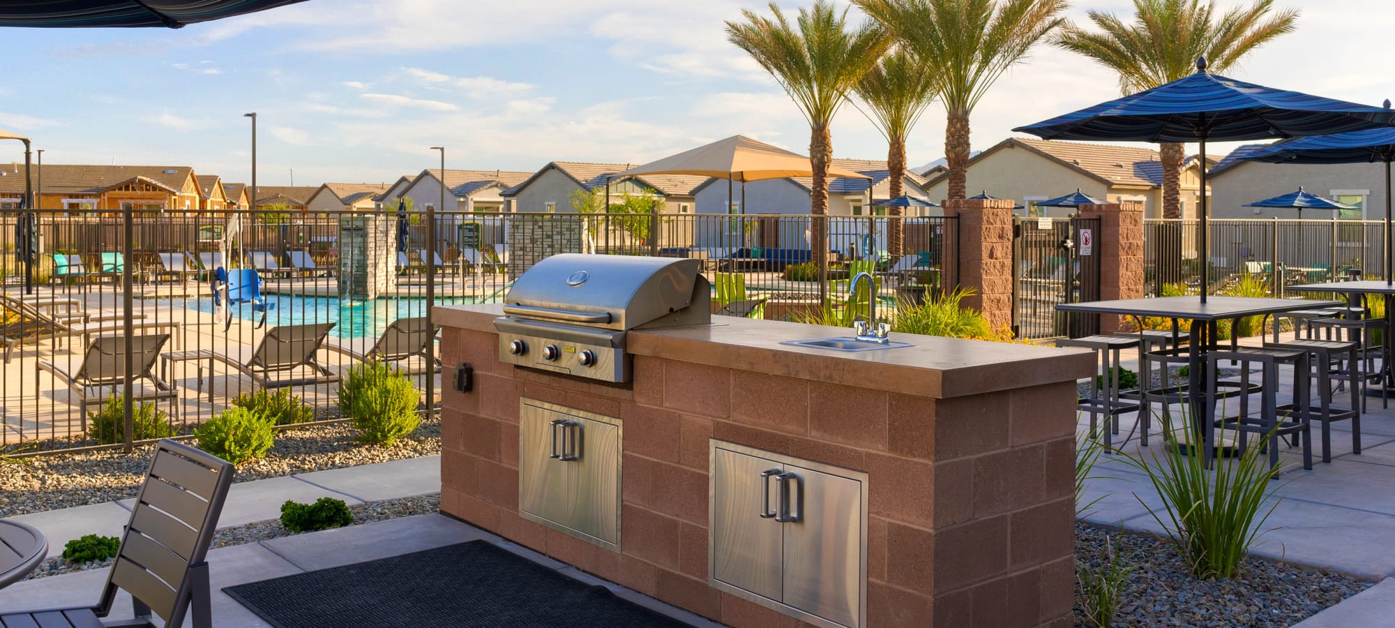 Poolside grilling station at Estia Windrose in Litchfield Park, Arizona