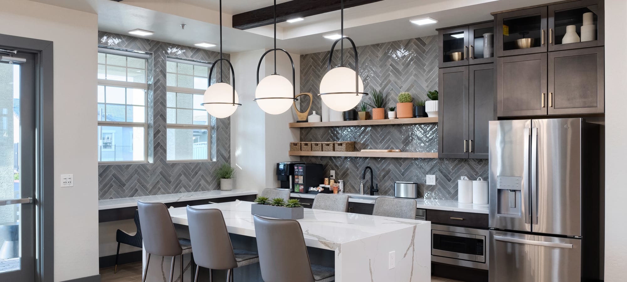Chef inspired kitchen in the clubhouse at Estia Windrose in Litchfield Park, Arizona