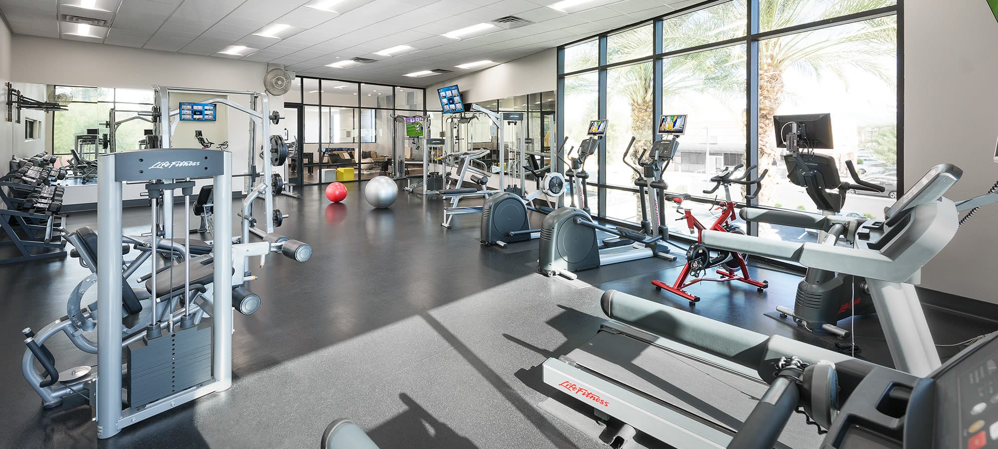 Well-equipped fitness center at Cactus Forty-2 in Phoenix, Arizona