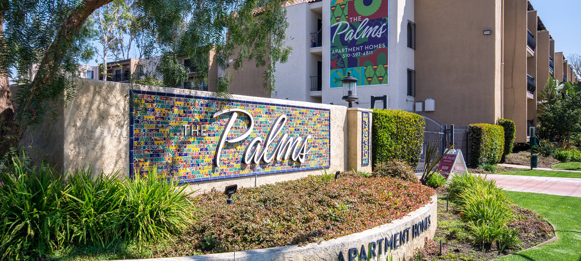 Exterior building sign at The Palms, Los Angeles, California