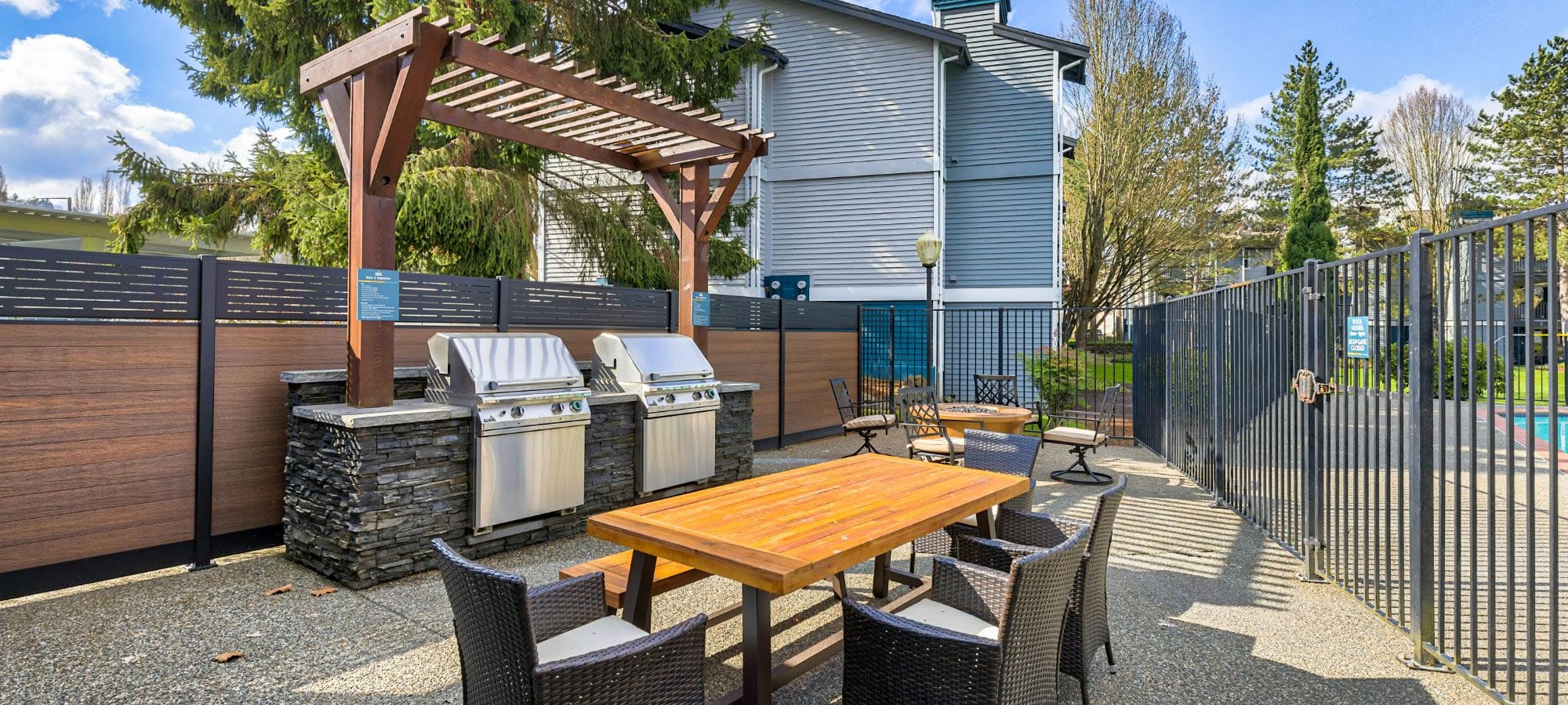 Outdoor grill station at The Retreat at Bothell, Bothell, Washington