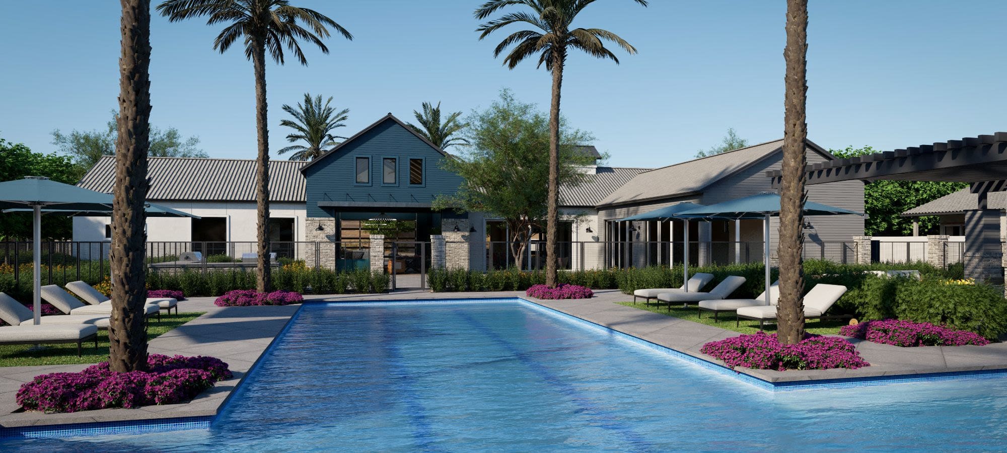 Gorgeous swimming pool at FirstStreet Ballpark Village in Goodyear, Arizona