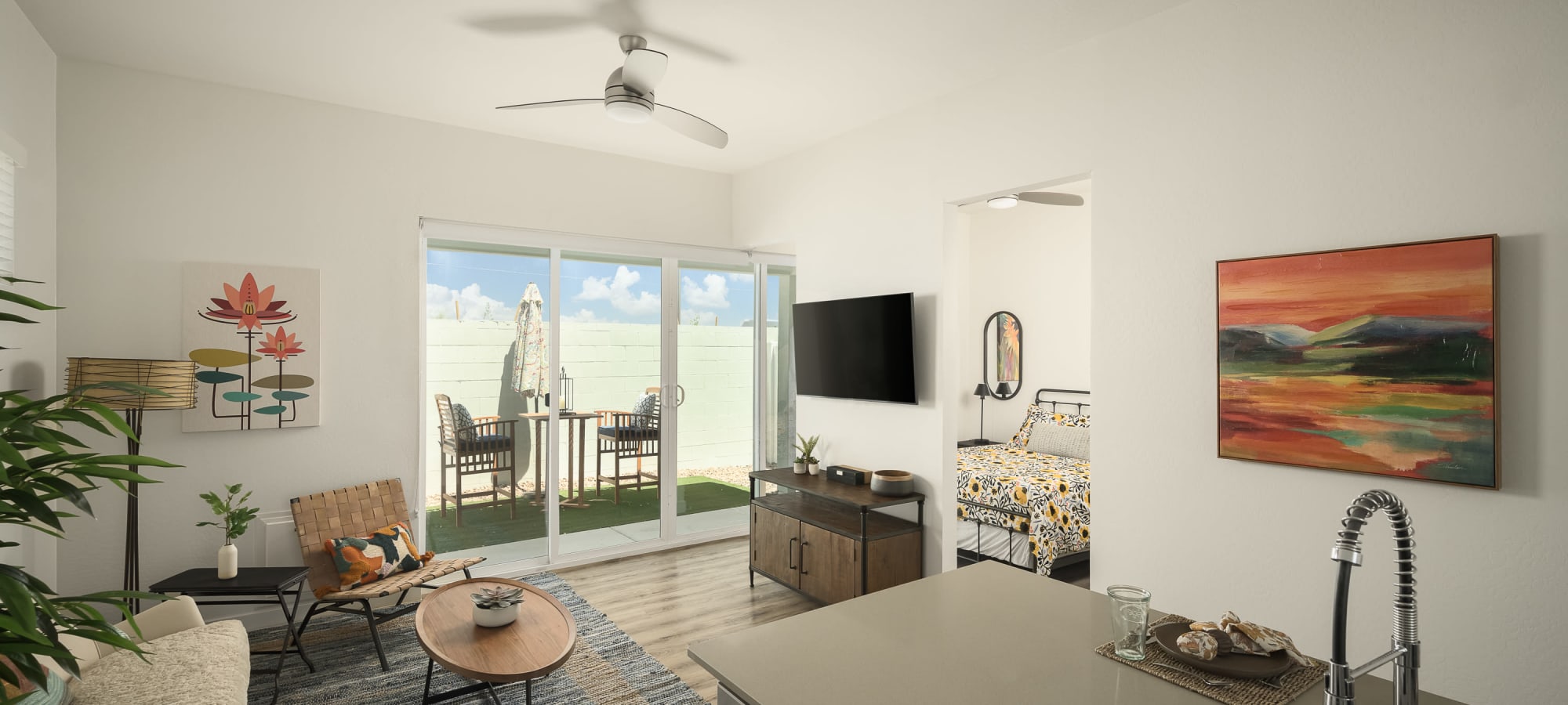 Open one-bedroom floor plan at Sobremesa Villas in Surprise, Arizona