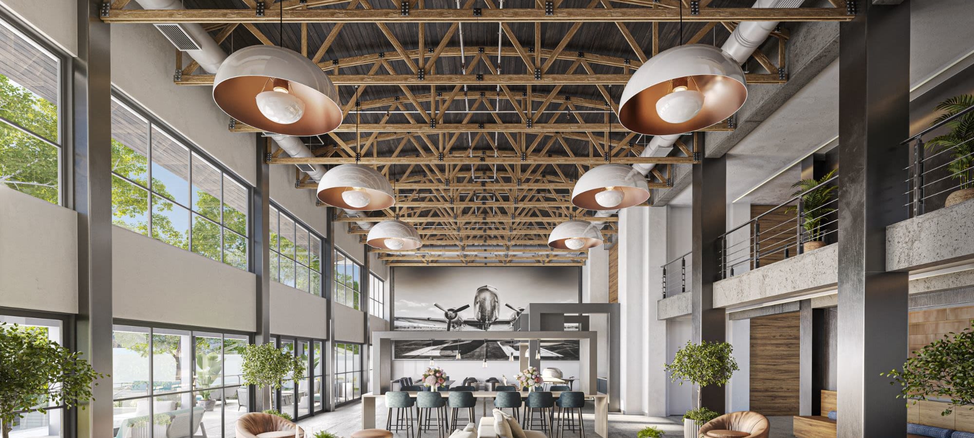 Rendering of the clubhouse at Hangar 44 in Phoenix, Arizona 