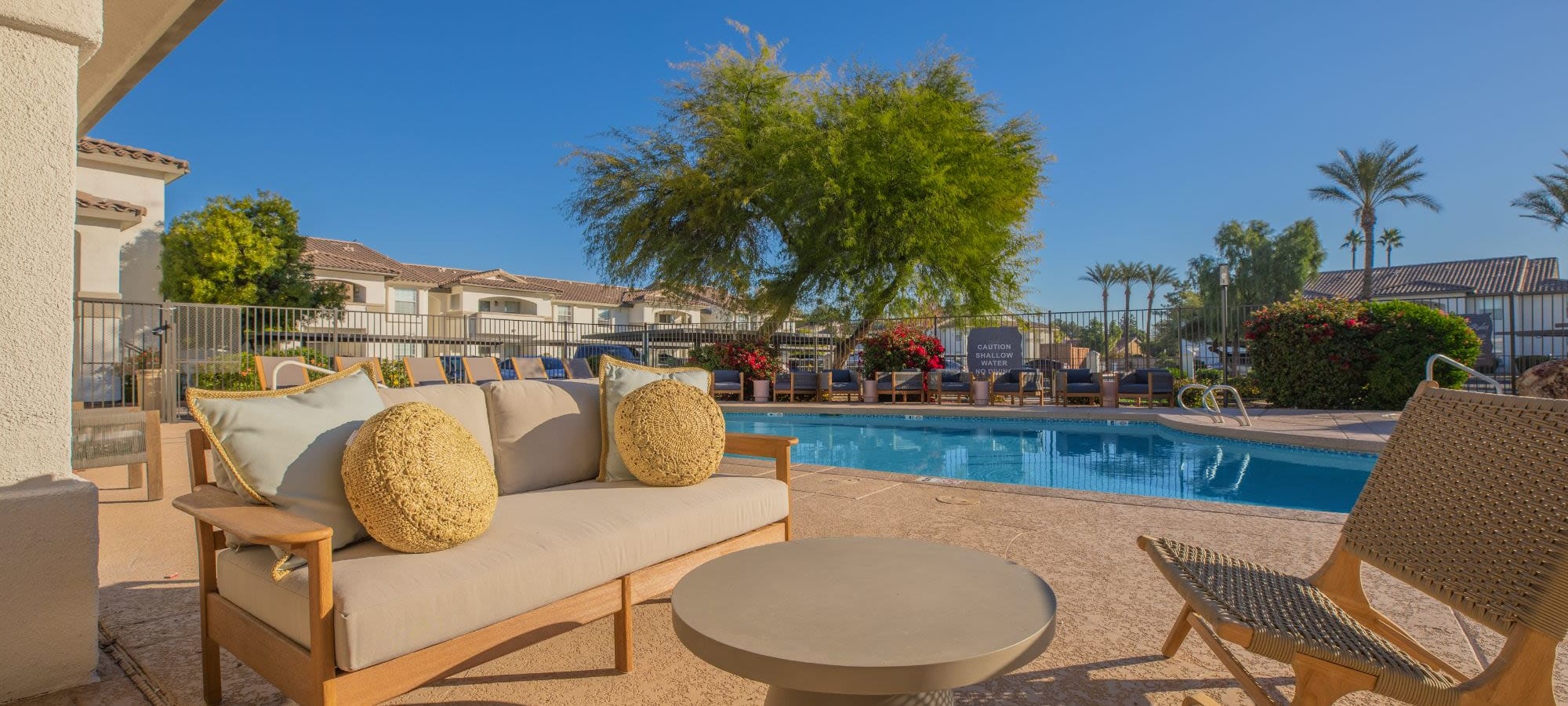 Poolside lounge seating at Soleil in Chandler, Arizona