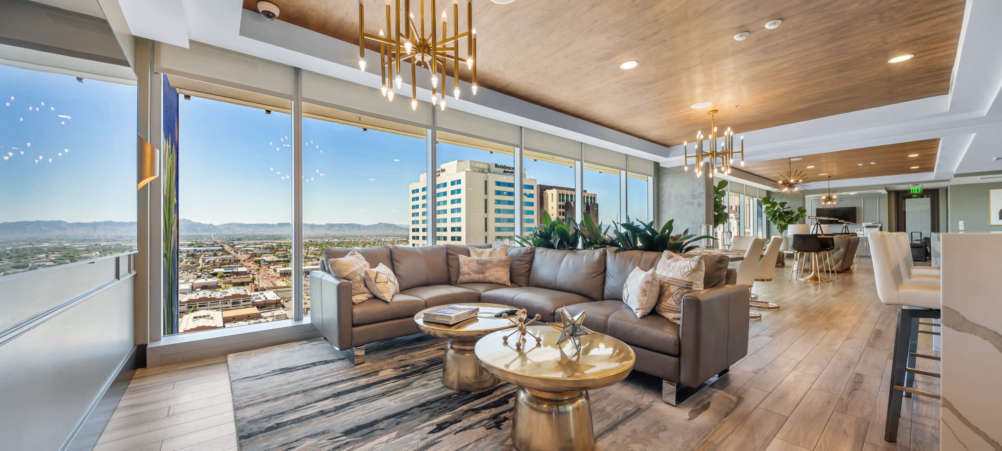Resident clubhouse lounge at CityScape Residences in Phoenix, Arizona