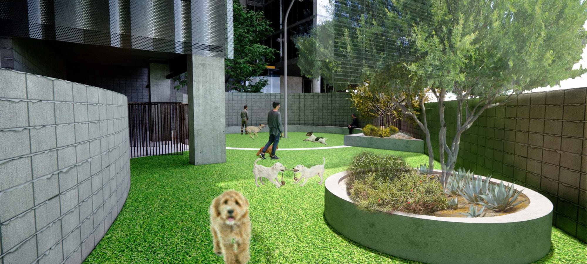 Render of our dog park at PALMtower in Phoenix, Arizona