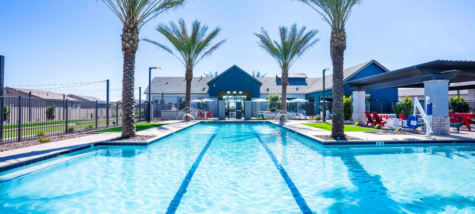 Gorgeous swimming pool at FirstStreet Ballpark Village in Goodyear, Arizona