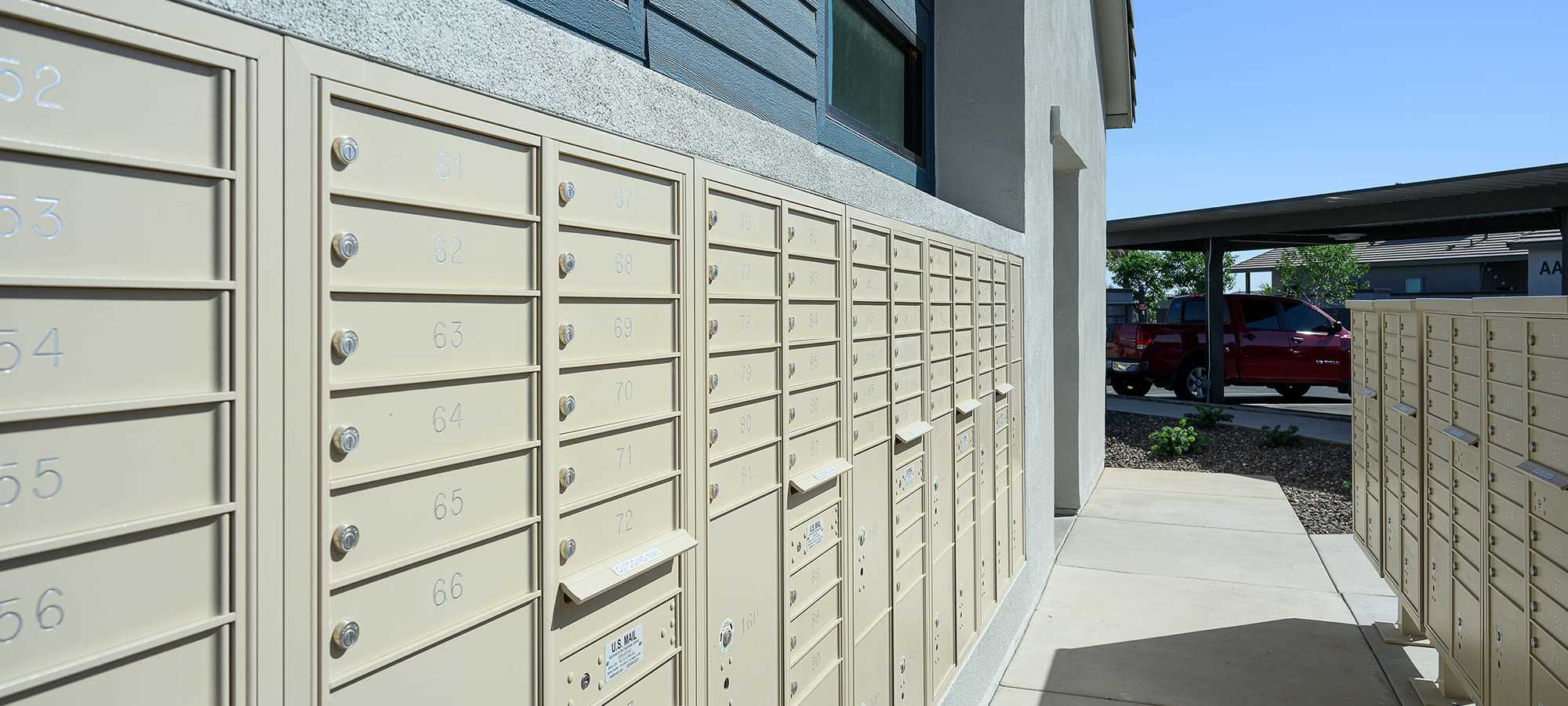 Mail boxes at FirstStreet Ballpark Village in Goodyear, Arizona