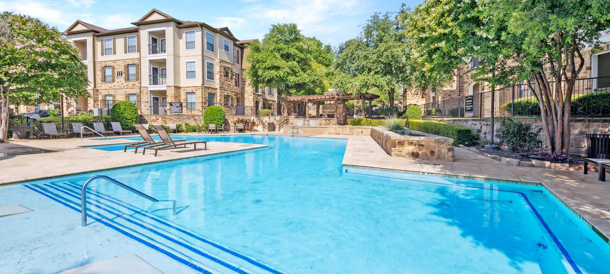 Overhead view of pool in Villas at Grand Avenue in Pflugerville, Texas