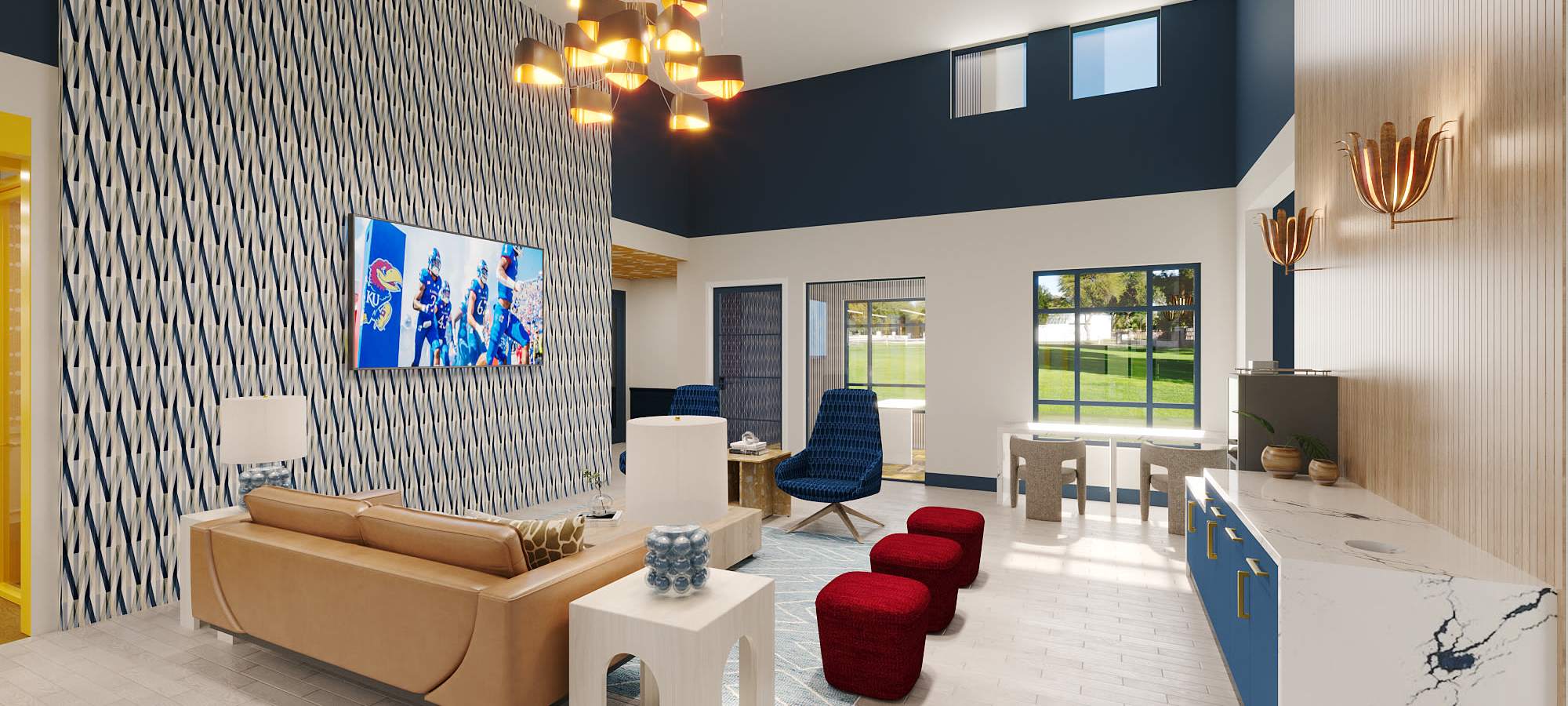 Lobby at The Landing Lawrence in Lawrence, Kansas