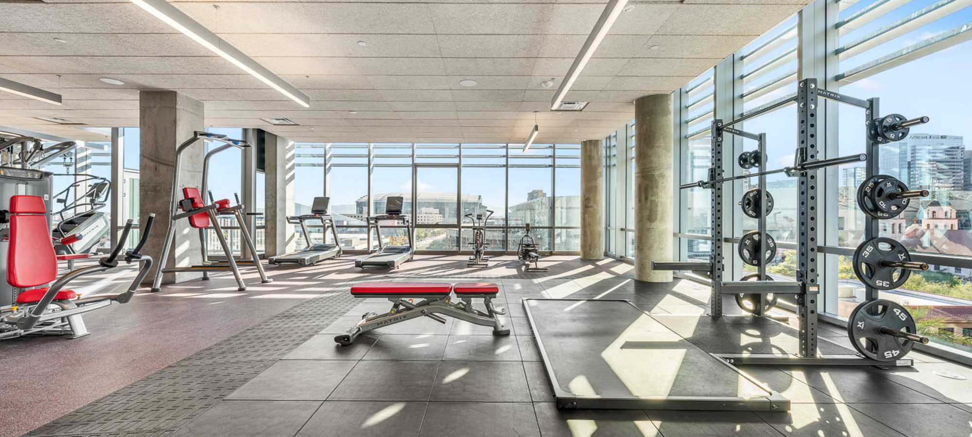 Modern fitness center at PALMtower in Phoenix, Arizona