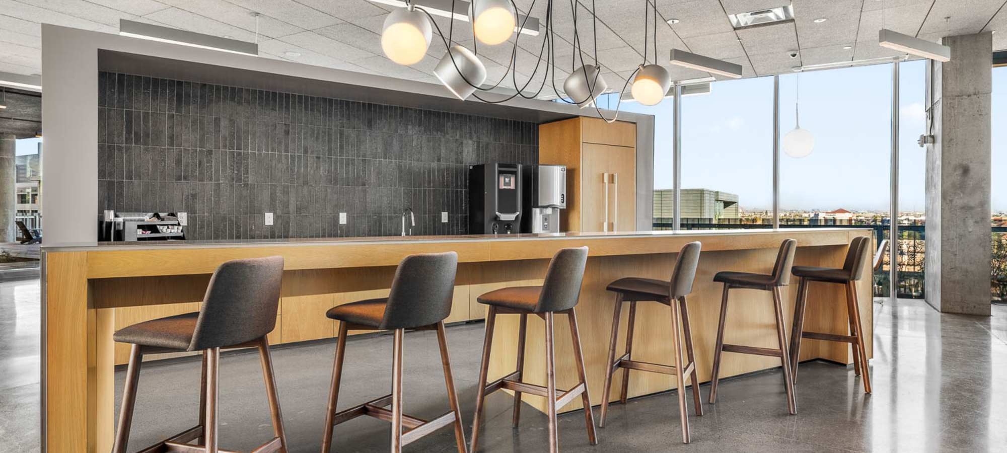 Clubhouse kitchen at PALMtower in Phoenix, Arizona