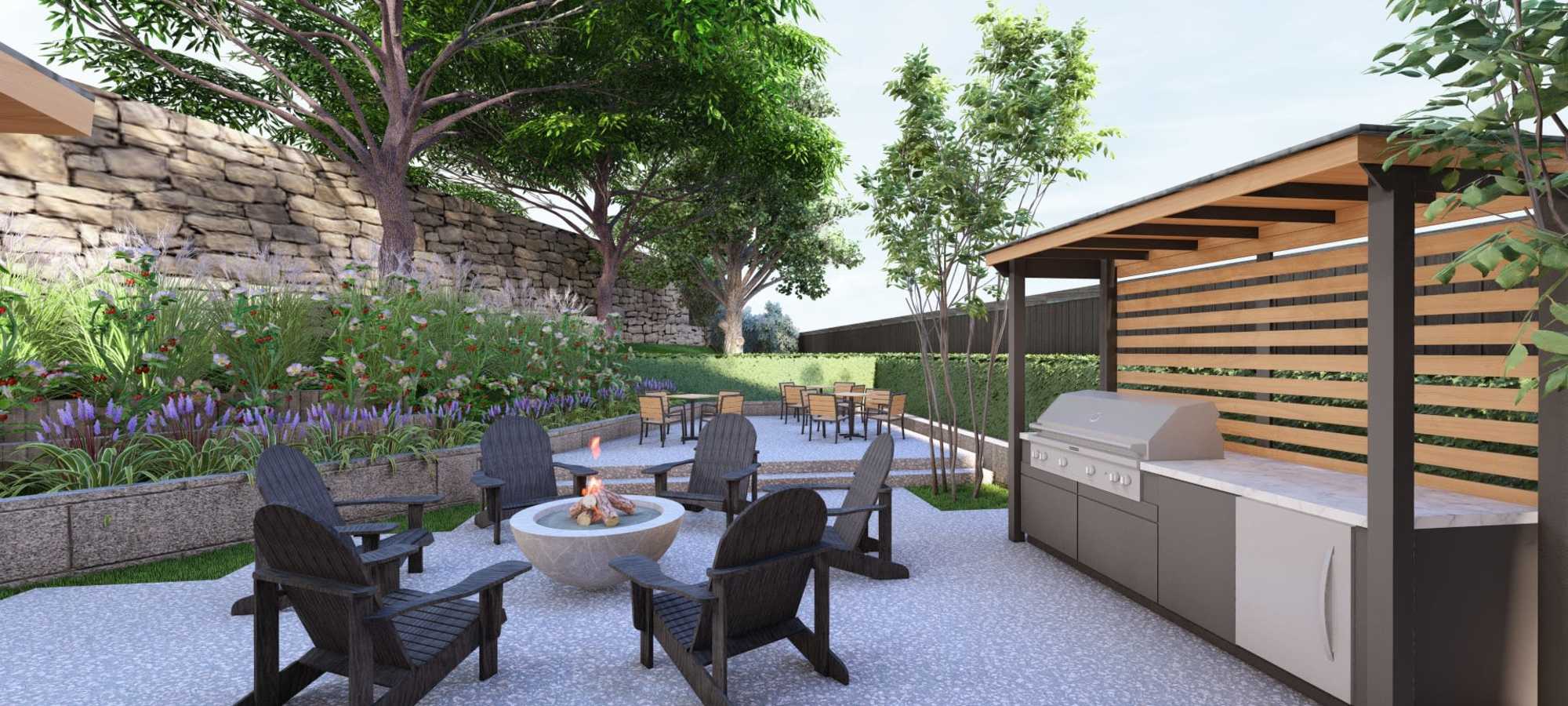 Community area outside at Bellevue Ridge Apartments in Bellevue, Washington