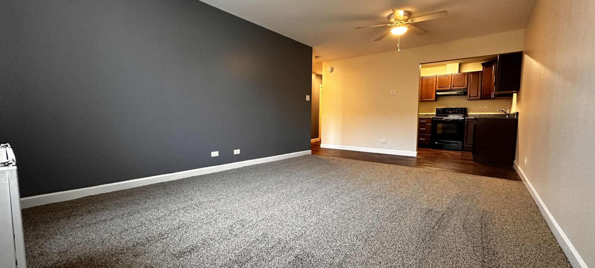 Wood-style flooring at Main Street Apartments in Bensenville, Illinois