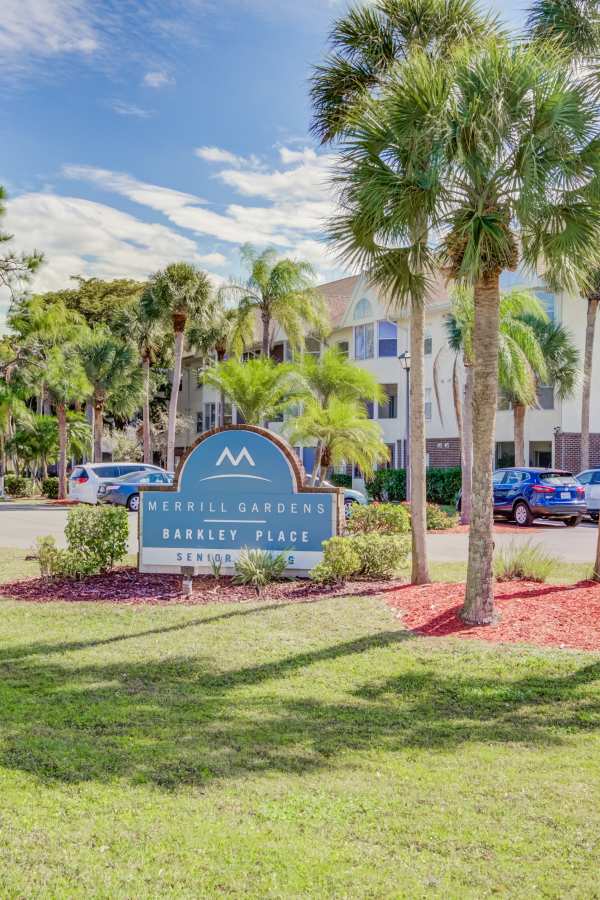 Entry sign at Merrill Gardens at Barkley Place in Fort Myers, Florida