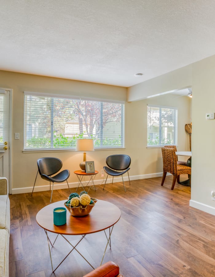 bright living room at Birchwood in Sunnyvale, California