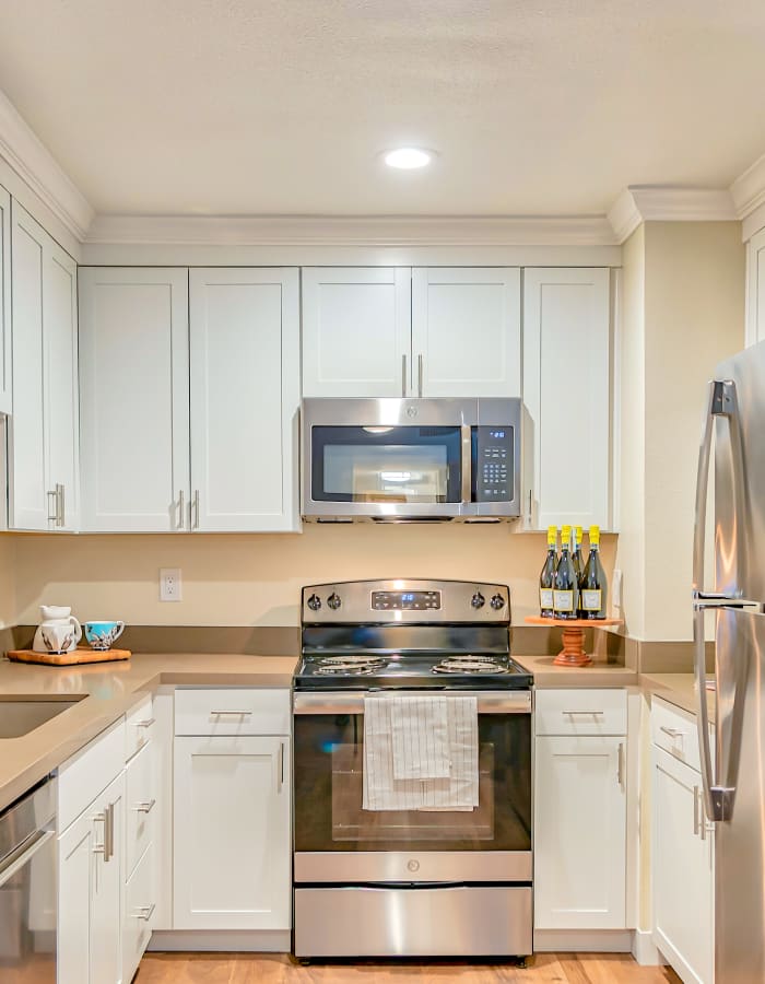 stainless steel appliances at Greenpointe Apartment Homes in Santa Clara, California