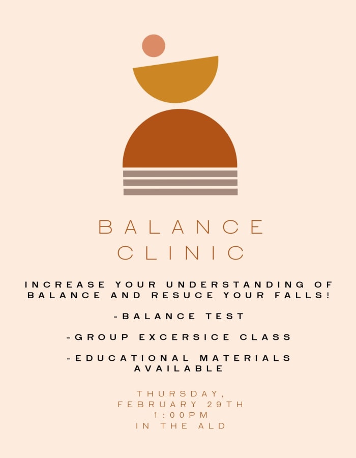 Balance Clinic flyer at Cherry Park Plaza in Troutdale, Oregon