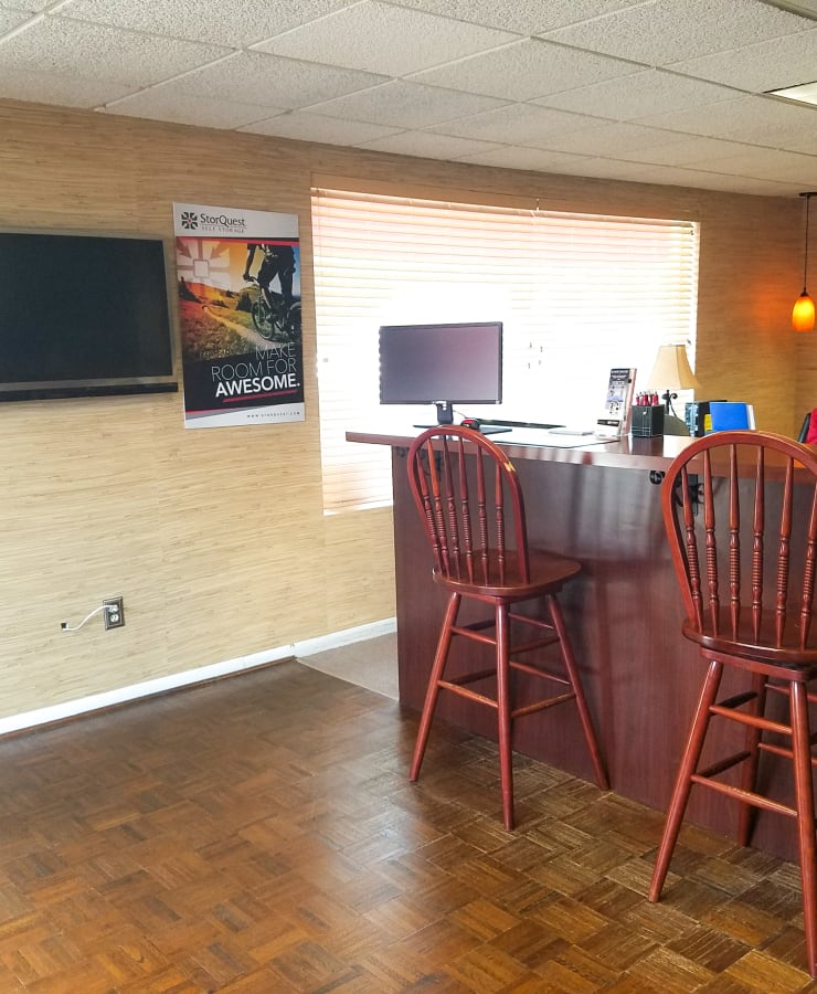 Interior of the leasing office at StorQuest Self Storage in Gainesville, Florida