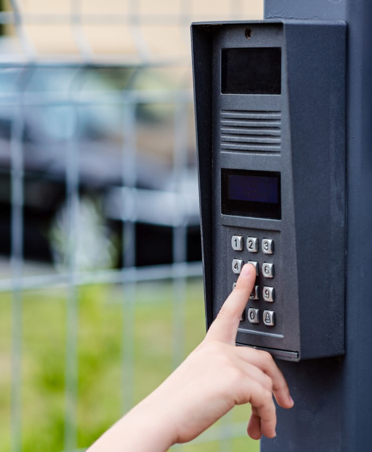 An electronic gate keypad adds to security at Wrondel Self Storage in Reno, Nevada