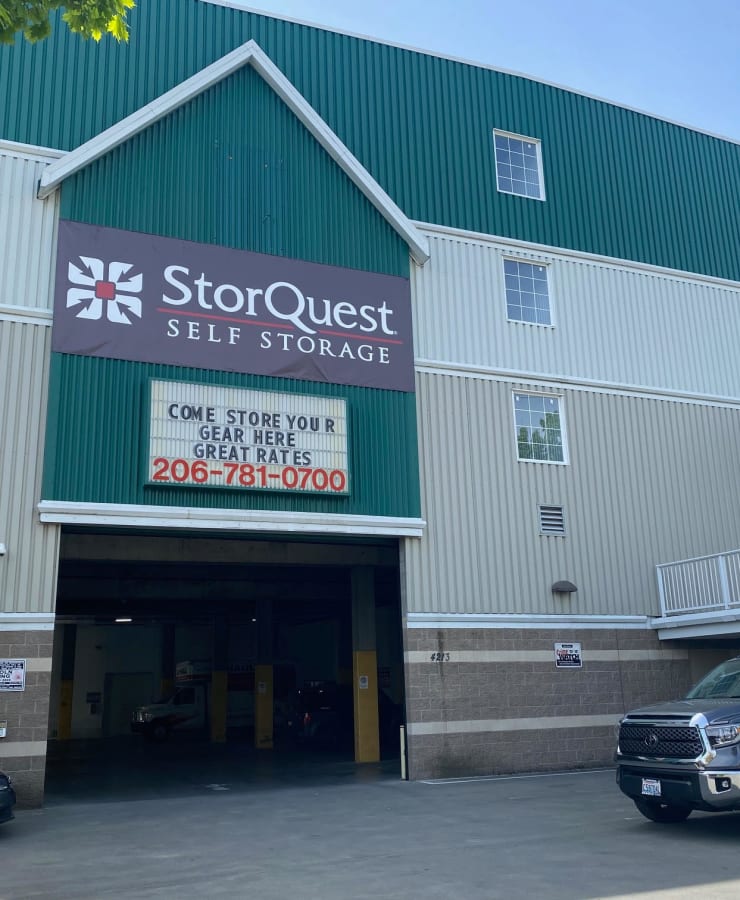 Exterior of the facility at StorQuest Self Storage in Seattle, Washington