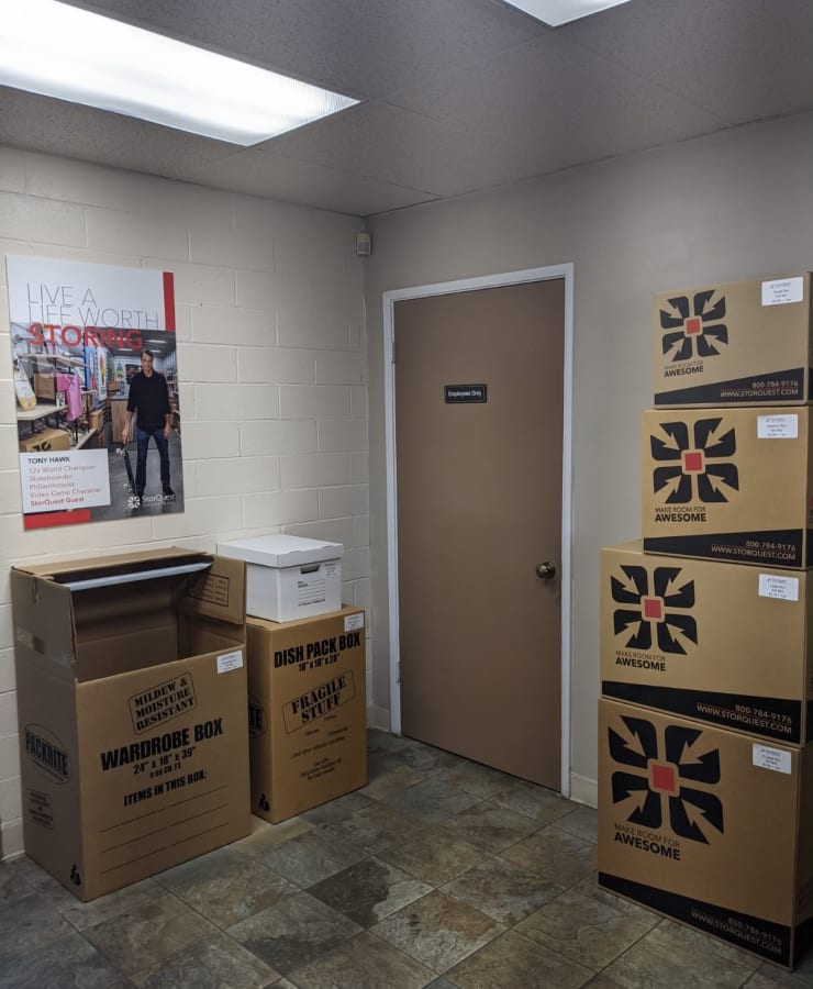Moving boxes at StorQuest Self Storage in Westlake Village, California