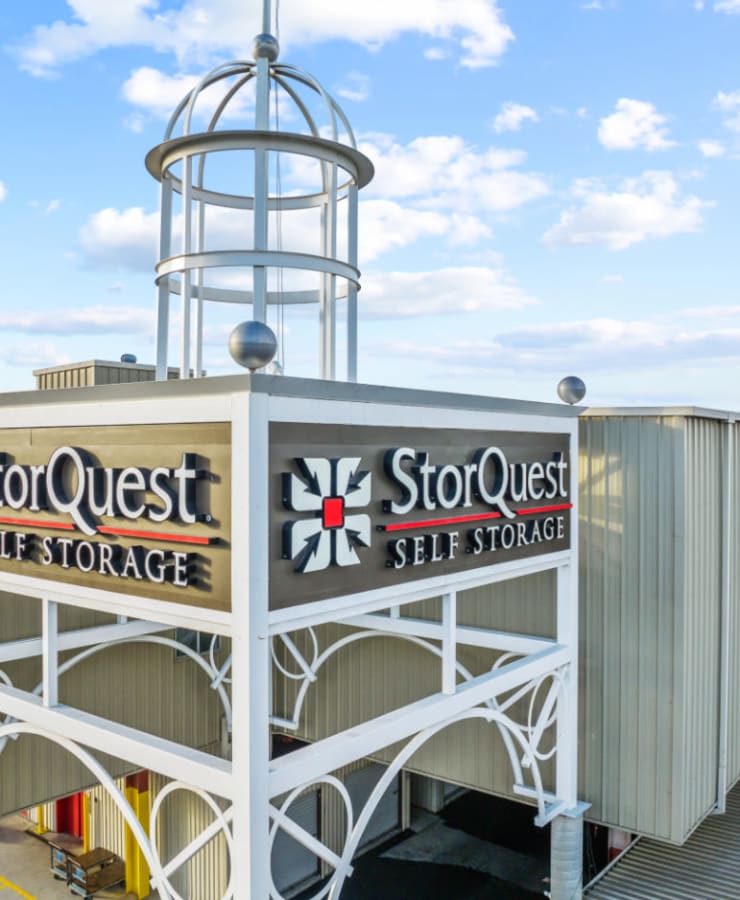 The exterior of the main entrance at StorQuest Self Storage in Richmond, California