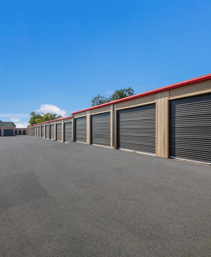 Large storage units with drive-up access at StorQuest Economy Self Storage in Cedar Park, Texas