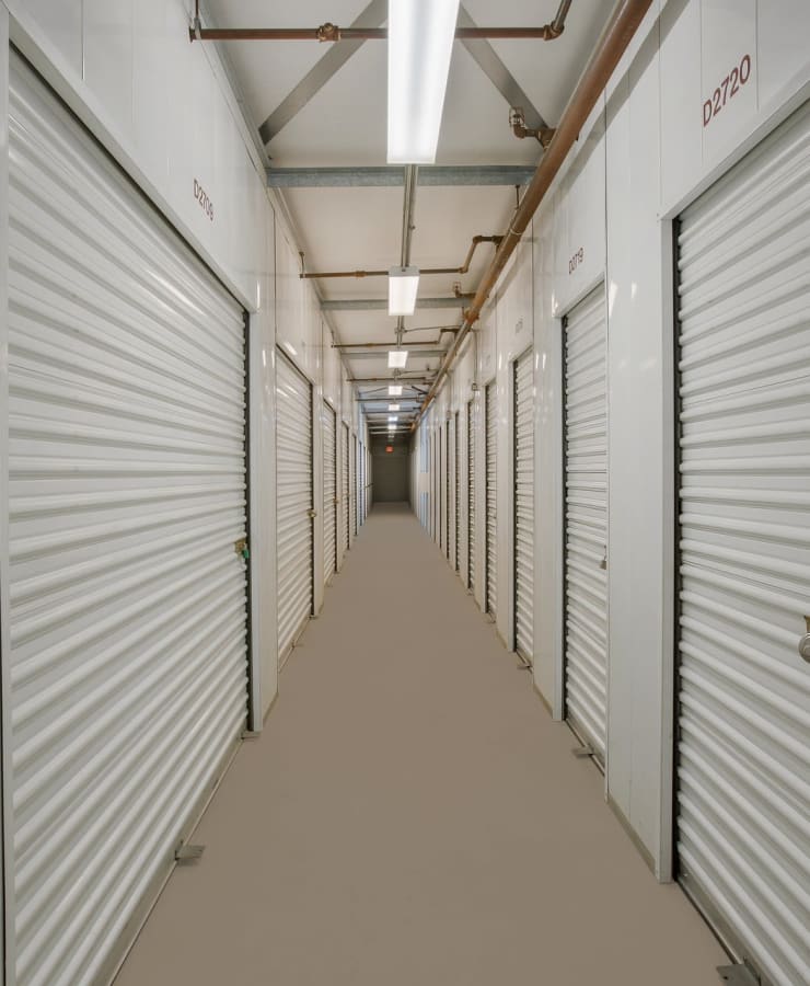 Indoor self storage units at StorQuest Self Storage in San Bernardino, California